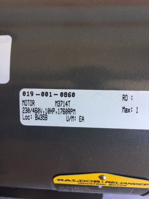 Baldor Reliance M3714T Industrial Motor 37G813S275H1 - Image 4
