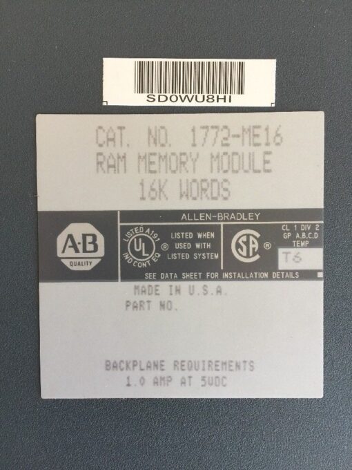 Allen-Bradley 1772-ME16 16K Words RAM Memory Module - Image 2