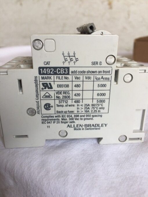 Allen-Bradley 1492-CB3 H005 Circuit Breaker Series B - Image 2