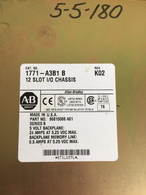 Allen-Bradley 1771-A3B1/B Ser B 12-Slot I/O Chassis