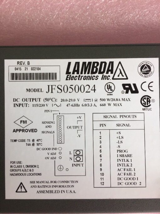Nemic-Lambda JFS050024 Power Supply
