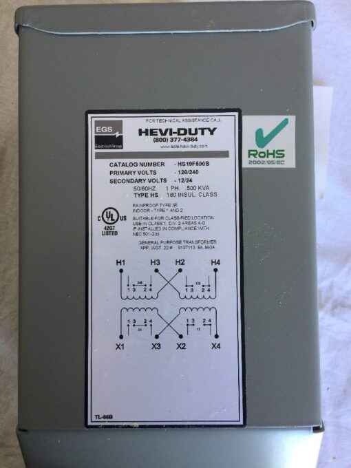 Hevi-Duty HS19F500B 120/240VAC Input 12/24 VAC Output -