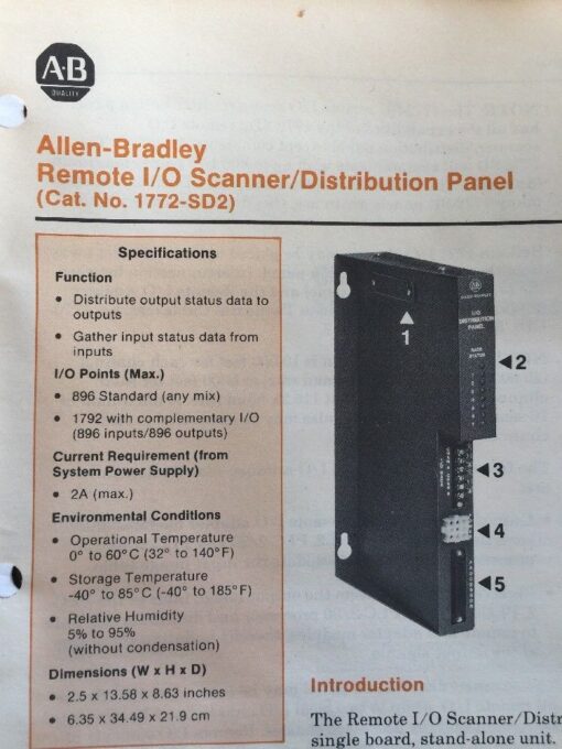Allen-Bradley 1772-SD2 Remote I/O Scanner