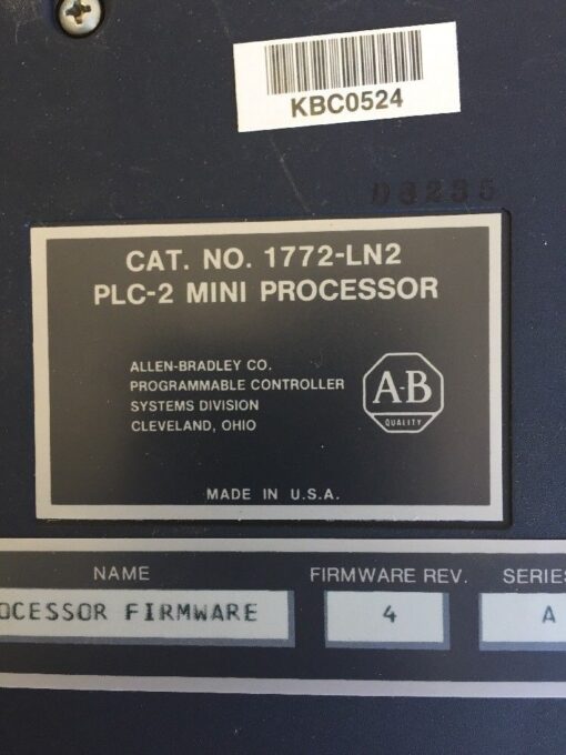 Allen-Bradley 1772-LN2 PLC-2/A Mini Processor ABS1-B8