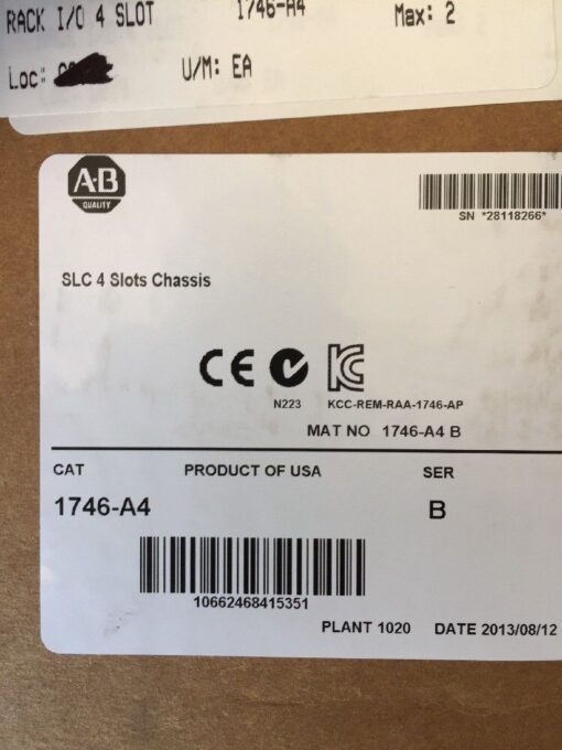 Allen-Bradley 4 Slot Rack Chassis 1746-A4