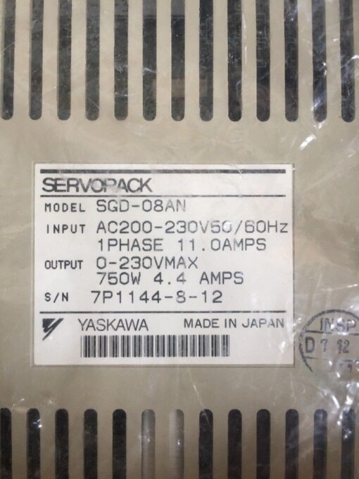 Yaskawa Servopack SGD-08AN - Image 3