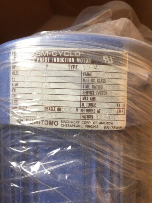 Sumitomo SM-Cyclo 3 Phase Motor RMYM05-1320 YC-20 - Image 2