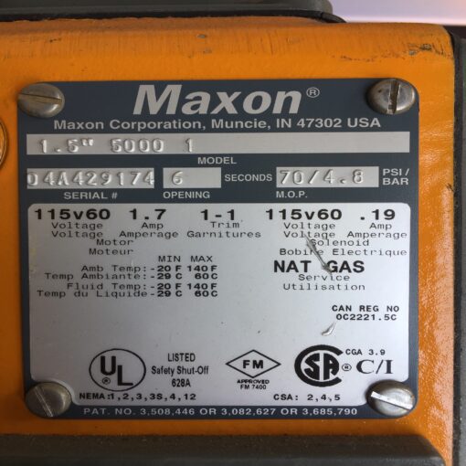 Honeywell Maxon Gas Valve 1.5" 5000 1 - Image 3