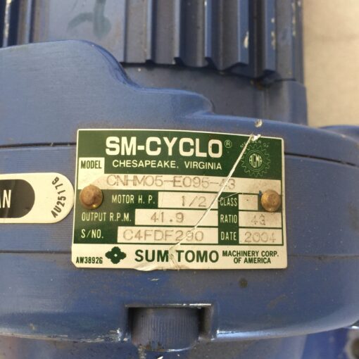 Sumitomo SM-Cyclo 3 Phase Motor CNHM05-E095-43 - Image 3