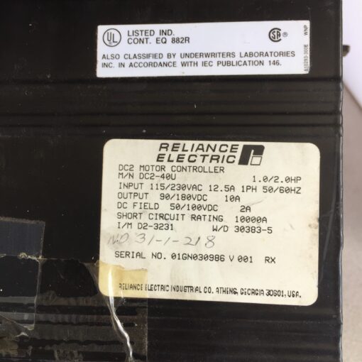 Reliance Electric DC2 Motor Controller DC2-40U - Image 3