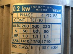 Alternative view of Nissei Induction Motor G3LB-18-25-T020A