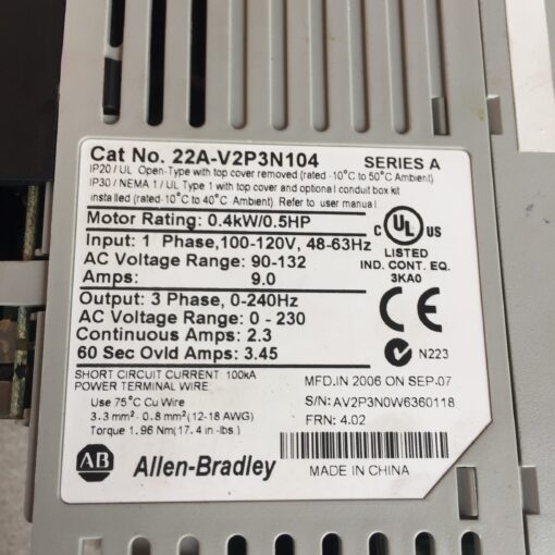 Allen-Bradley 22A-V2P3N104 - Image 4