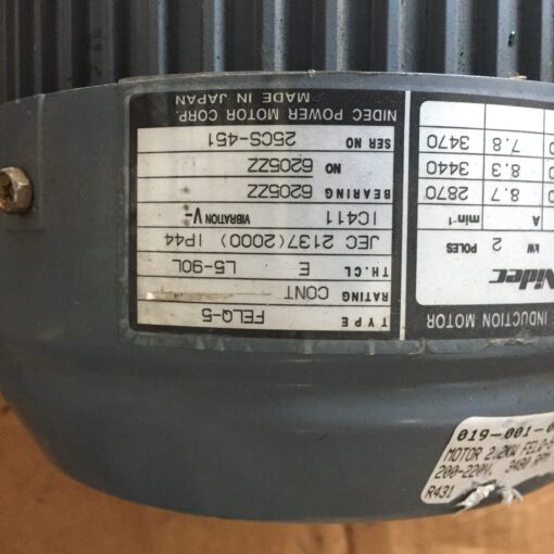 NIDEC 3 Phase Induction Motor FELQ-5 - Image 3
