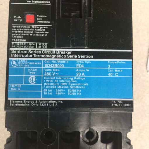 Siemens Circuit Breaker ED43B020L - Image 5