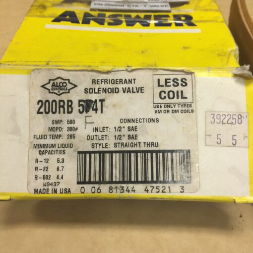 Emerson Alco Controls Refrigerant Solenoid Valve 200RB 5F4T - Image 2