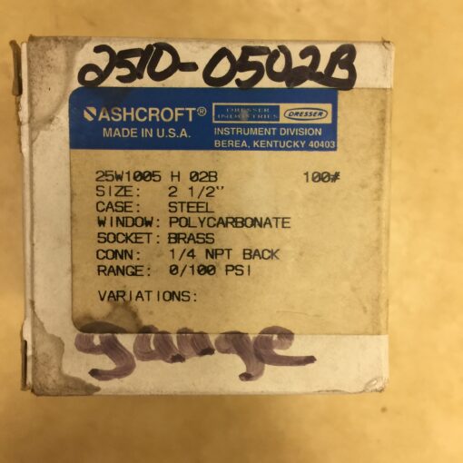 Ashcroft Gauge	25W1005H02B