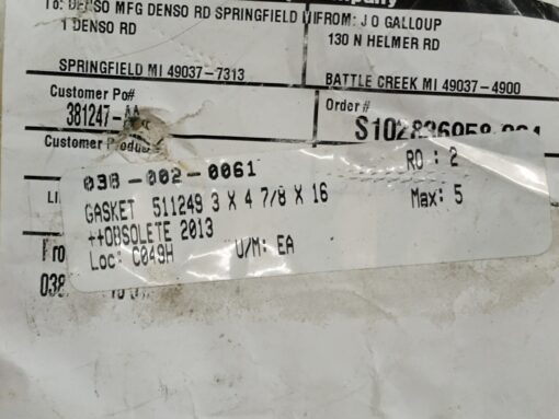 Gasket 3 X 4 7/8 X 16