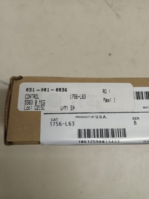 Allen-Bradley 1756-L63 B Controllogix 8Mb Memory Controller