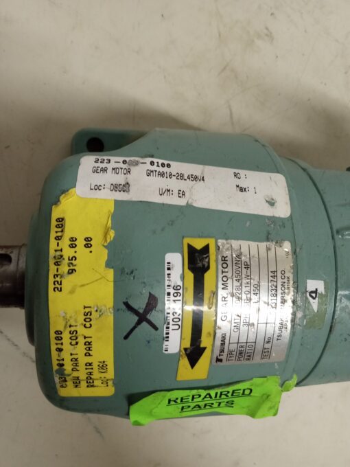 Tsubaki GMTA010-28L450VN2 3 Phase Gear Motor *Repaired*