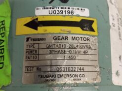 Alternative view of Tsubaki GMTA010-28L450VN2 3 Phase Gear Motor *Repaired*