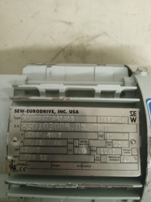 SEW-Eurodrive WF20DT71D4ASA8 Right Angle Gear Motor - Image 2