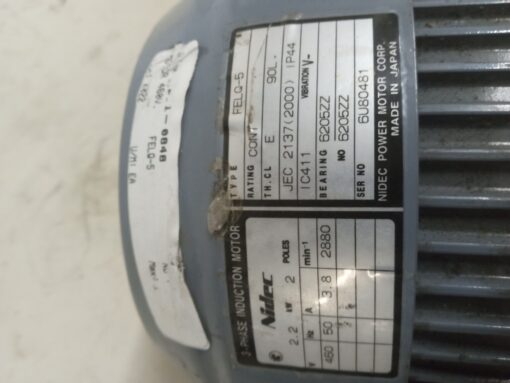 Nidec Felq-5 Ac 3 Phase Induction Motor 2.2 Kw - 2 Poles - Image 2
