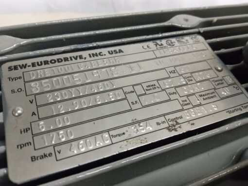 SEW-EURODRIVE DRE100LC4BE5HR 5HP 1750RPM